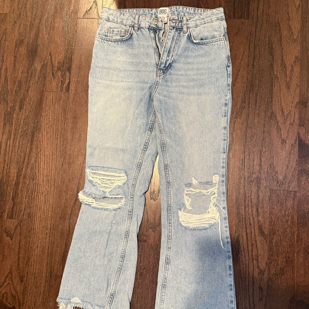 BDG Light Blue Distressed Flare Jeans